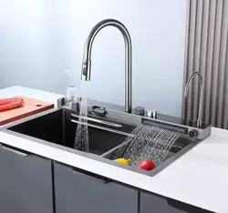 سینک ظرفشویی آبشاری مشکی مدل پیانویی 4 کلید - چینی بهداشتی عاشوری