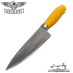 چاقو آشپزخانه فورج اسفنجی دسته زرد حیدری