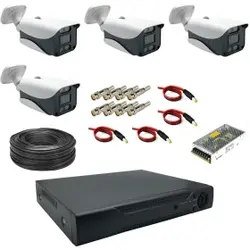 پکیج 4 دوربین برند برایتون آماده نصب فول اچ دی پلاک خوان سری هوشمند و تشخیص چهره 4522 دید در شب رنگی (وارم لایت) ا PAC 4 CAMERAS 1 DVR MODE:4522