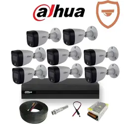 پکیج 8 عددی دوربین مداربسته داهوا با دید در شب رنگی مدل HFW1209CP_LED