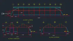 دانلود 6 پلان و نقشه اتوکد گلخانه DWG قابل ویرایش در Autocad + دستورالعمل اجرایی ترسیم