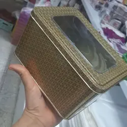قوطی فلزی مستطیل سانت طلق دار طرح خاتم ارتفاع 7 سانت