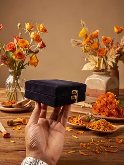 ظروف بسته بندی زعفران - مخمل خاتم 5گرم کوچک سرمه ای(اقتصادی)