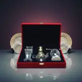 جعبه کادویی زعفران پک هدیه مدل مخمل با ظرف یک مثقال و قوری ،هاون و زعفران ساب