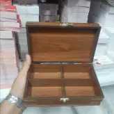 جعبه چوبی دو خاتم نیم مثقال و هاون برنجی