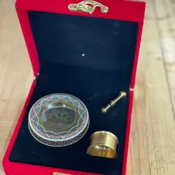 ظروف بسته بندی زعفران - مخمل خاتم 3 گرم و هاون نقلی اقتصادی