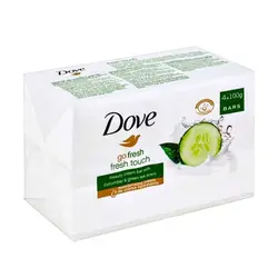 صابون داو Dove بسته 4 عددی 400 گرم رنگ سبز عصاره خیار