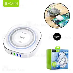 هاب شارژر 4 پورت و شارژر وایرلس باوین Bavin PC832 توان 45 وات