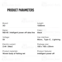 کابل میکرو یو اس بی ایکس او XO NB145 طول 1 متر شدت جریان 2.4 آمپر