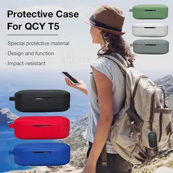 کاور محافظ سیلیکونی هندزفری کیو سی وای Xiaomi QCY T5 Earphone Silicone Case دارای قلاب آویز