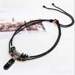 بند چرمی دستبند سلامتی شیائومی Xiaomi Mi Band 5 / 4 / 3 TAMISTER Leather Rope Strap مدل گردنی