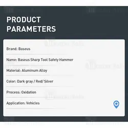 چکش اضطراری بیسوس Baseus Sharp Tool Safety Hammer CRSFH-0G دارای کاتر کمربند