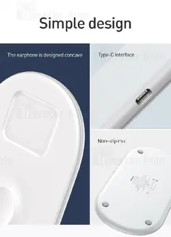 شارژر وایرلس بیسوس Baseus Smart 3in1 WX3IN1-B01 / C01 شارژ گوشی و اپل واچ و ایرپاد توان 18 وات