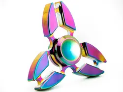 اسپینر فلزی 3 پره رنگین کمانی Fidget Spinner Three blades Metal Rainbow
