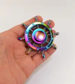 اسپینر فلزی سکان کشتی رنگین کمانی Fidget Spinner Metal Ship Wheel Rainbow
