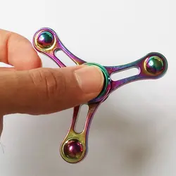 اسپینر فلزی طرح شیار رنگین کمانی Fidget Spinner Groove Rainbow