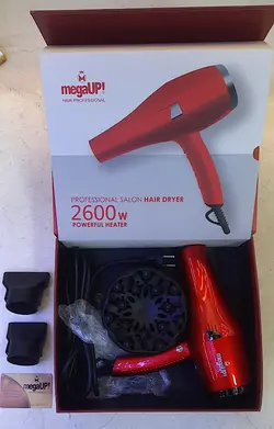 سشوار مگا اپ 2600Wسری D1 مشکی رنگmegaUP PROFESSIONAL SALON HAIR DRYER