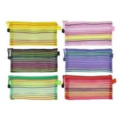 پوشه پارچه ای زیپ دار سایز A4 مدل توری شفاف