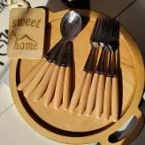 قاشق و چنگال دسته چوبی