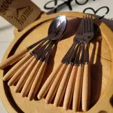 قاشق و چنگال دسته چوبی