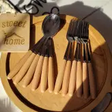 قاشق و چنگال دسته چوبی