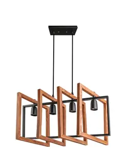 لوستر 4شعله مدرن چوب وفلزL00108