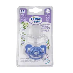(Wee Care-P125)-پستانک ارتودنسی سفید چاپدار دربدار وی کر مدل پروانه سایز2