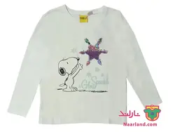 بلوز آستین بلند پولک برگردان دخترانه سفید