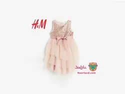 پیراهن دخترانه اچ اند ام سوئد ( H&amp;M ) گلبهی پولک دار