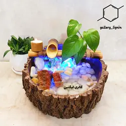 آبنمای رومیزی طرح درخت سرو(تنه ی درخت) - گالری لیگنین آبنمای خانگی فنگشویی طرح تنه ی درخت