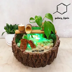 آبنمای رومیزی طرح درخت سرو(تنه ی درخت) - گالری لیگنین آبنمای خانگی فنگشویی طرح تنه ی درخت