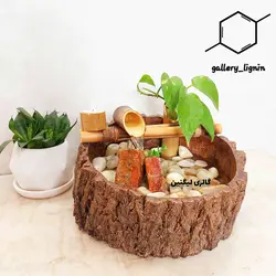 آبنمای رومیزی طرح درخت سرو(تنه ی درخت) - گالری لیگنین آبنمای خانگی فنگشویی طرح تنه ی درخت