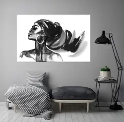 تابلو زن آفریقایی سیاه و سفید