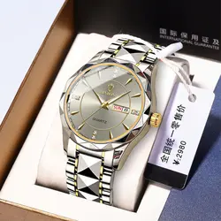 ساعت مردانه بین باند مدلی نو ☑️یک اثر اصل و منحصر بفرد مقاوم دربرابر آب🏊‍♂💦 •مدل ۴۰۴۵ شرکتی قاب الماسی ایام هفته دارای روز شمار بند استیل شیشه سافایر شب نما درخشان ونمایشی قفل کلیپسی موتور کوارتز