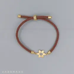 دستبند طلا بند ابریشمی طرح گل شش پر - گالری طلای زرخانه