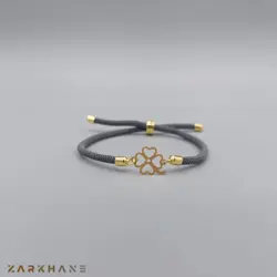 دستبند طلا بند ابریشم طرح گل چهارپر - گالری طلای زرخانه