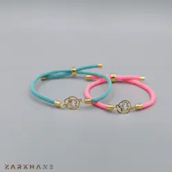 دستبند طلا بند ابریشمی طرح عشق - گالری طلای زرخانه