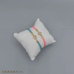 دستبند طلا بند ابریشمی طرح عشق - گالری طلای زرخانه