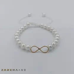 دستبند طلا بینهایت مرواید دست ساز - گالری طلای زرخانه