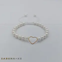 دستبند طلای قلب مروارید دست ساز - گالری طلای زرخانه