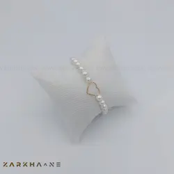 دستبند طلای قلب مروارید دست ساز - گالری طلای زرخانه