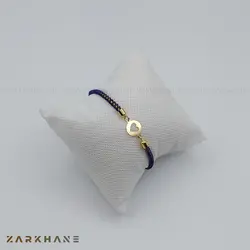 دستبند طلا قلب توخالی بند ابریشم - گالری طلای زرخانه