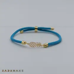 دستبند طلا آناناس بند ابریشم - گالری طلای زرخانه