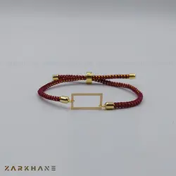 دستبند طلا مستطیل بند ابریشم - گالری طلای زرخانه