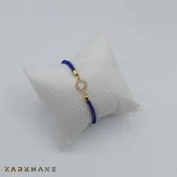 دستبند طلا قلب توخالی بند ابریشم - گالری طلای زرخانه