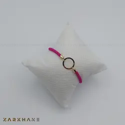 دستبند طلا دایره توخالی بند ابریشم - گالری طلای زرخانه