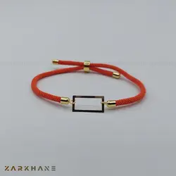 دستبند طلا مستطیل توخالی بند ابریشم - گالری طلای زرخانه