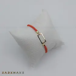 دستبند طلا مستطیل توخالی بند ابریشم - گالری طلای زرخانه
