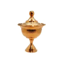 قندان مسی پایه دار درب دار