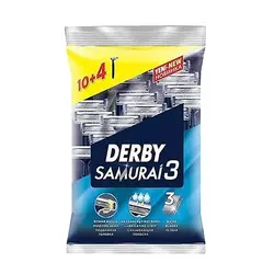 خود تراش مدل Samurai 3 بسته 14 عددی سه لبه دربی